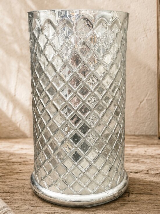 Diamond Cut Crystal Vase In Crystal Contemporary Glass for  Vintage Mercury Glass Tall Diamond Shaped Mosaic Design Vase Wine Holder